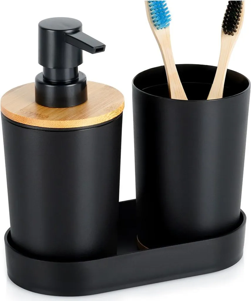 Set Accessori Bagno Moderno Vilde Nero 3 Pezzi - Design Elegante
