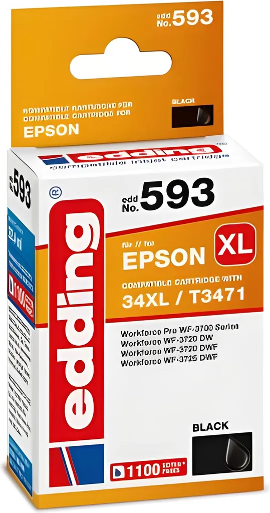 Cartouche noire compatible Edding EDD-593 pour imprimer sans traces