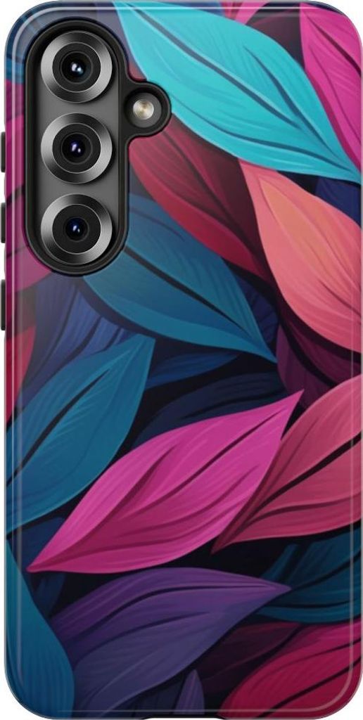 Buntes Blättermuster im abstrakten Stil – Hülle Kompatibel mit Samsung Galaxy S25