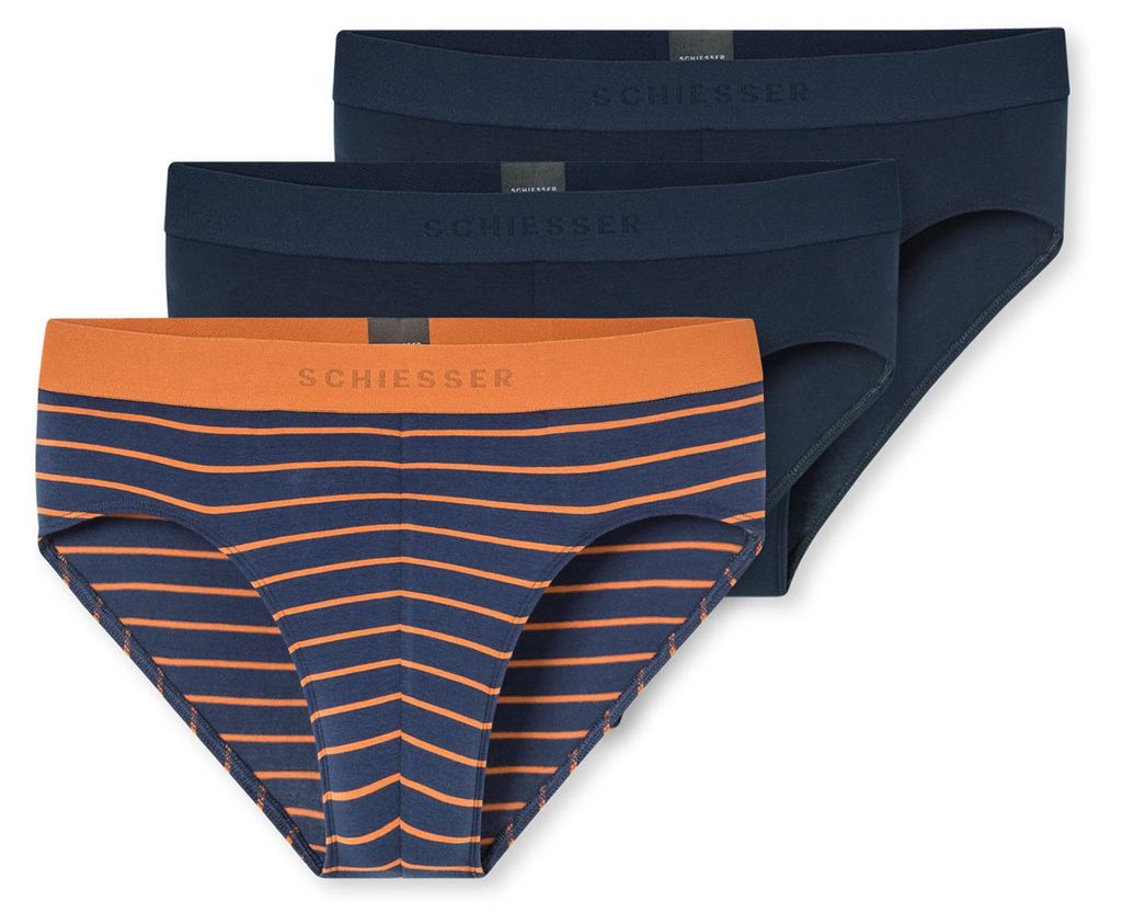 Schiesser Herren Rioslip 955 3-Pack dunkelblau,blau-orangegestreift - Größe 6