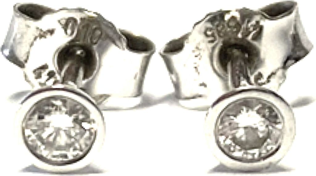 Ohrring Solitär 585/- Gold Weißgold Brillant 0,1 ct w/P1 Produktbild 