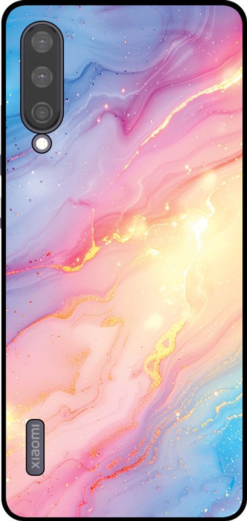 Smartphonica Handyhülle geeignet für Xiaomi Mi A3 mit Regenbogen Glitter Marmor Print - TPU Backcover Case Regenbogen Glitter Marmor Design