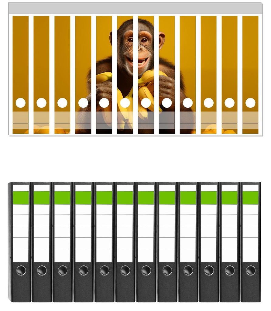 Wallario 12 Stück schmale Ordner inkl. Klebeetiketten mit Produktbild 