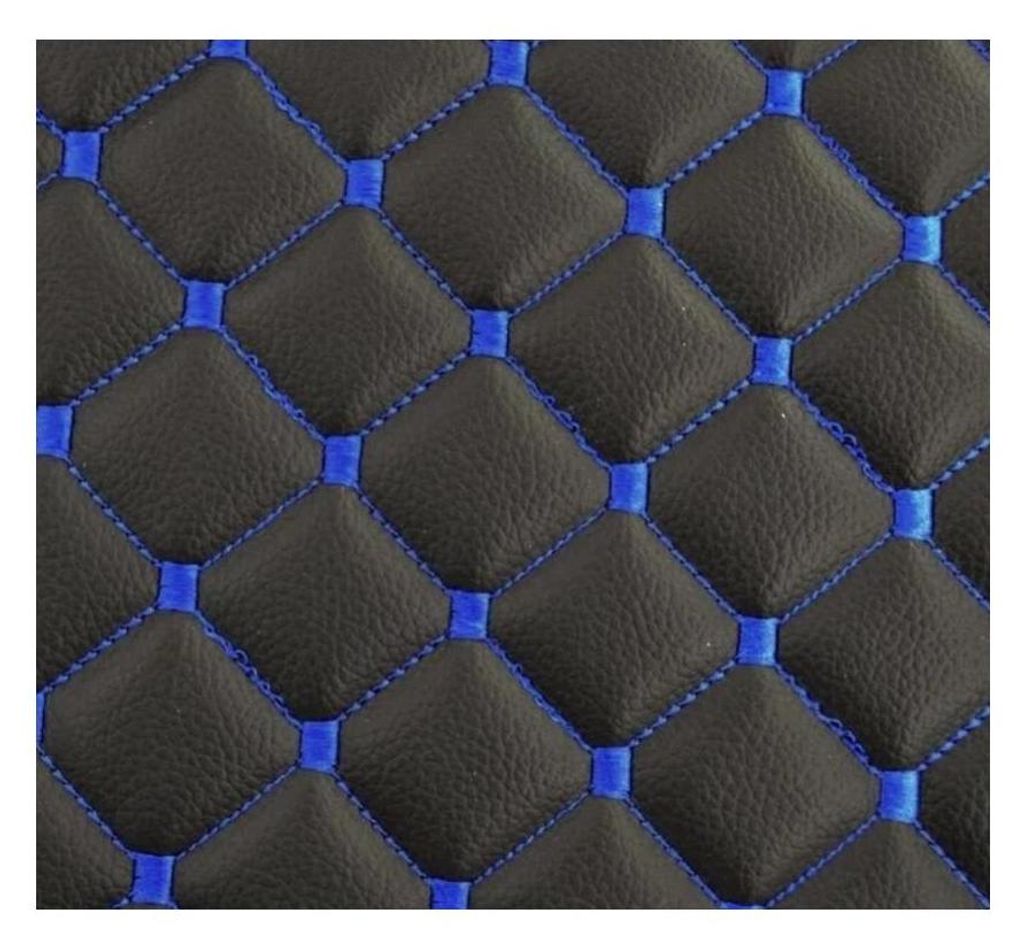 Tappetini in pelle nera con cuciture blu per Scania R, Immagine del prodotto 