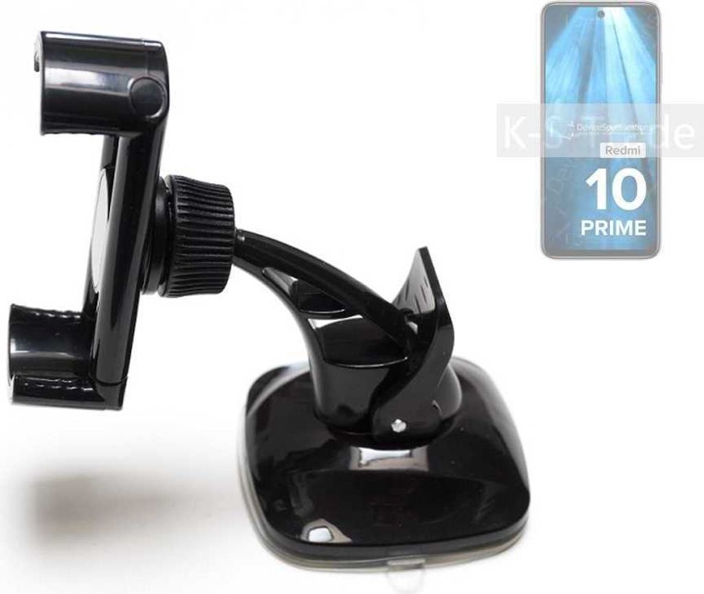 K-S-Trade kompakte Handy-Halterung Windschutzscheibe kompatibel mit Xiaomi Redmi 10 Prime 2022 Armaturenbrett schwarz Autohalterung KFZ Halter