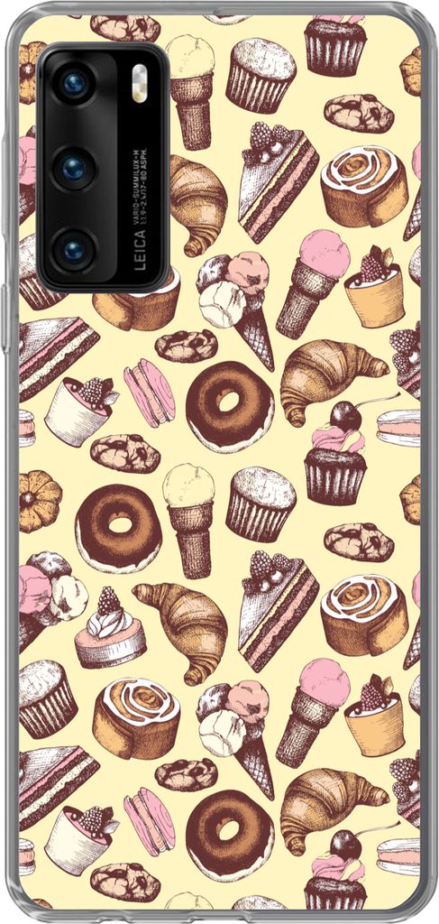 MuchoWow Handyhülle Schutzhülle Hülle für Telefoonhoesje Huawei P40 Mädchen - Essen - Kuchen - Muster - Mädchen - Kinder - Mädchen Silikon...