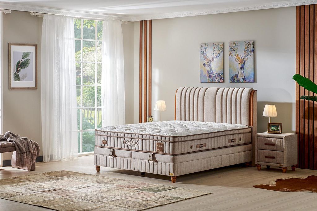 Bambi Bambi Kapok Naturel Boxspringbett-Set Naturfasern Taschenfederkern Öko H3, 180 / 200