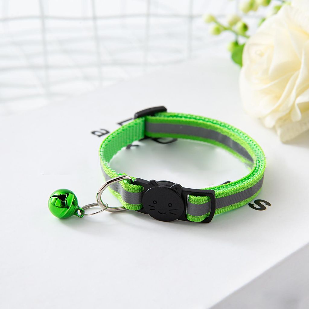 Pet Bell Collar Safety Schnalle Verstellbare reflektierende Katze mit für Hunde Welpen Kätzchenklang grün