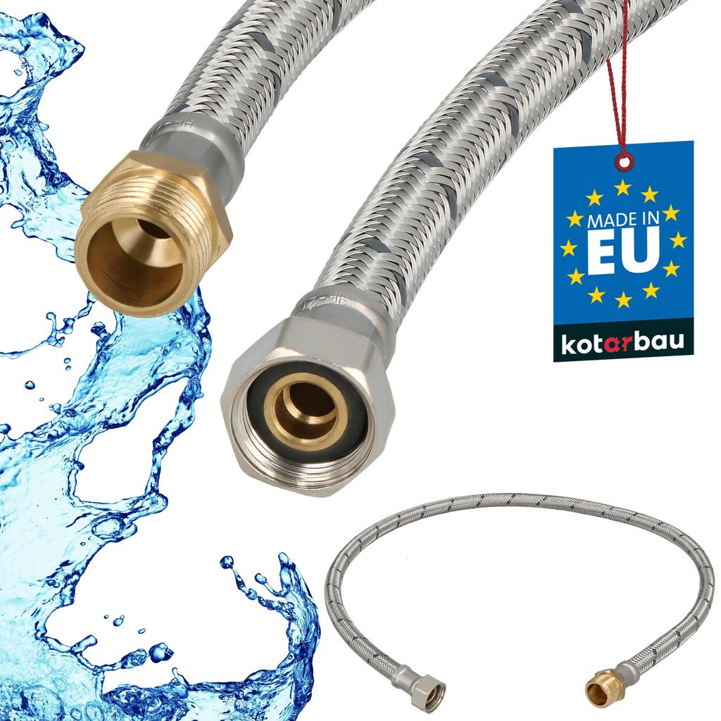 KOTARBAU Flexschlauch 3/8Zoll Wasserschlauch 80cm Panzerschlauch Außengewinde x Innengewinde Anschlussschlauch für Armatur Schlauch Für Wasser...