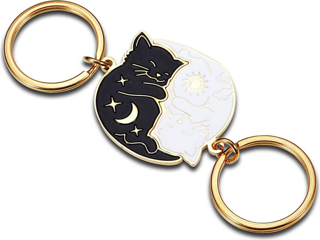 2-teiliges Paar-Schlüsselanhänger-Set in Cartoon-Katzenform, romantisches Geschenk zum Valentinstag und Jahrestag