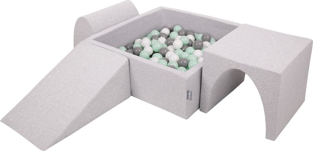 KiddyMoon Spielplatz Aus Schaumstoff Mit 200 Bälle 7cm Hindernisläufen Version 2 Quadrat Bällebad Mit Bunten Bällen Für Babys Und Kinder