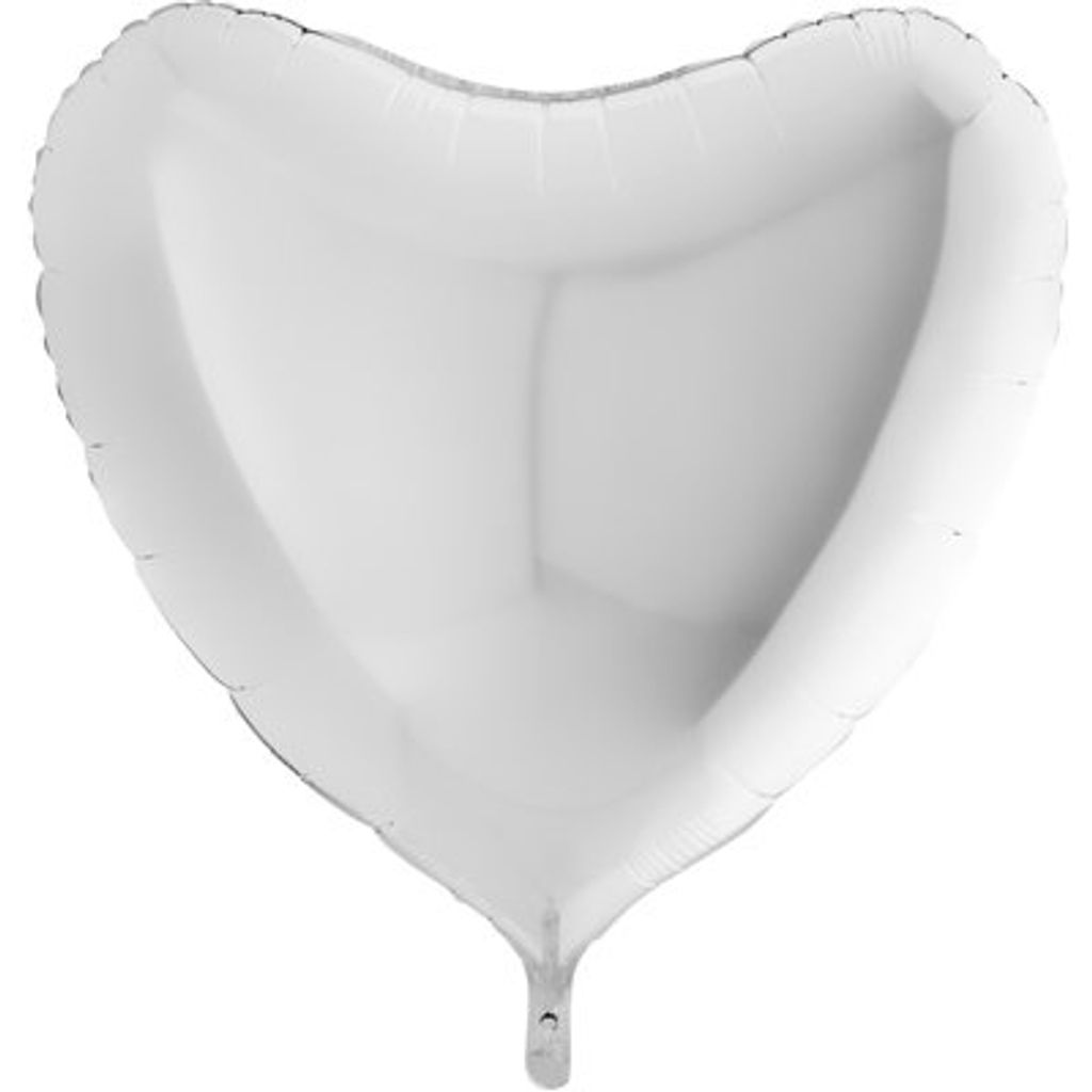 36"/Ø91cm Folienballon Uni Herz | Weiß Produktbild 
