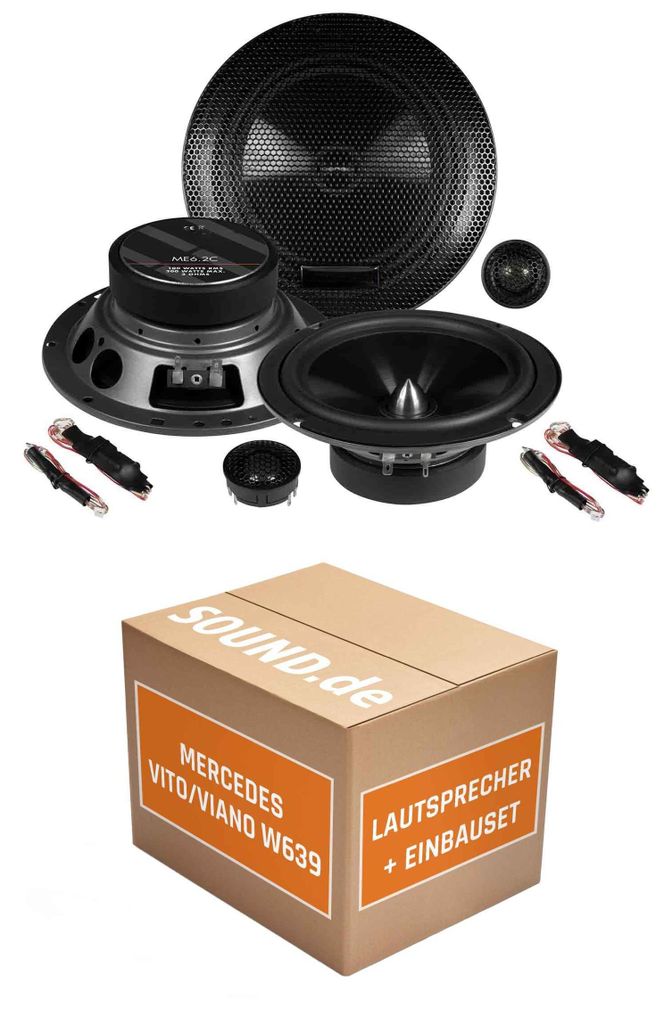 Lautsprecher Boxen Einbaupaket vorne Musway ME6.2C passend für Mercedes Vito/Viano W639 | 2x Tief-Mitteltöner 2x Hochtöner