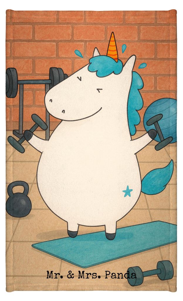 Mr. & Mrs. Panda Handtuch Einhorn Fitness Design - Weiß - Geschenk, Gym, Unicorn, Frotteehandtuch, Gästetuch, Gästehandtuch 30x50, Fitnessstudio...