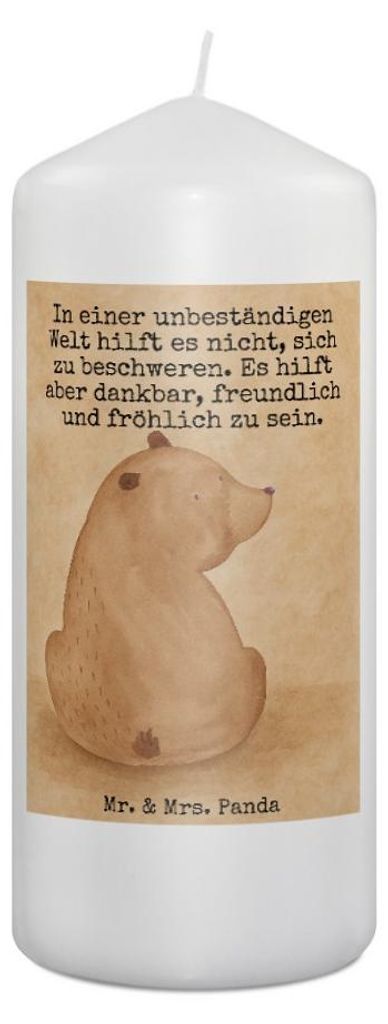 Mr. & Mrs. Panda Kerze Bär Schulterblick Design 19 x 8 cm - Weiß - Geschenk, Motivation, Bären, Wachskerze, Stumpenkerze, Weisheit, Weltansicht,...