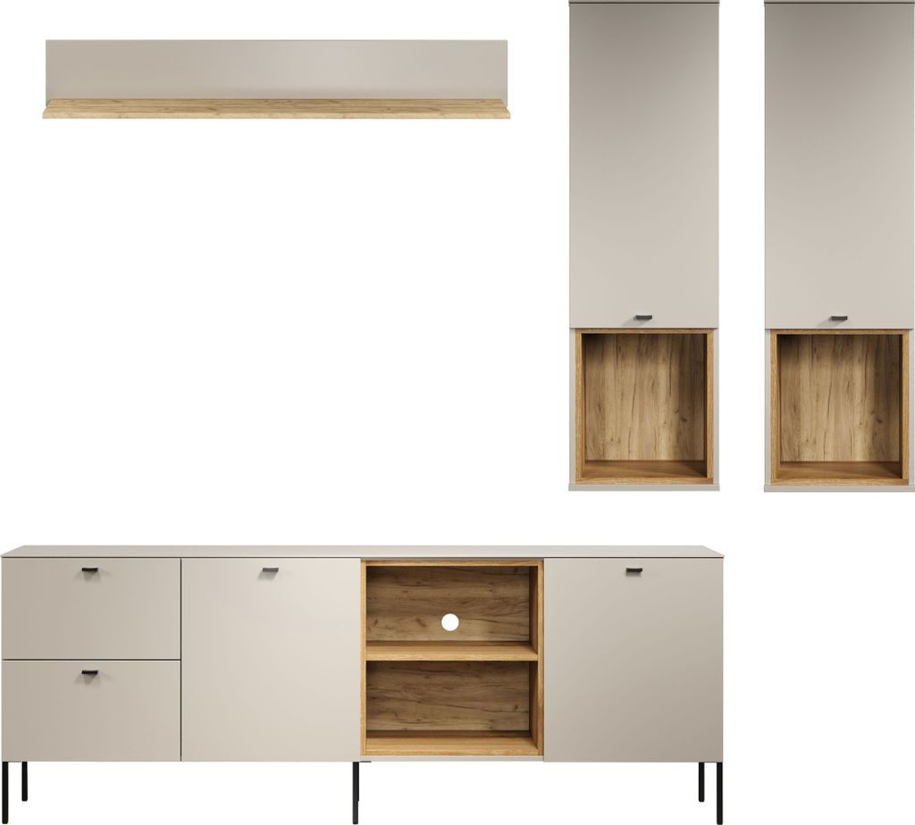 trendteam Wohnen Sao Paulo Wohnkombination Kaschmir/Evoke Eiche