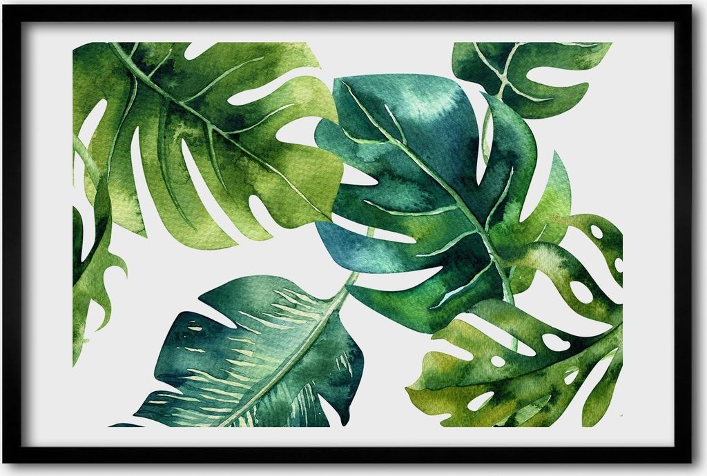 Bild 60x40 MDF-Rahmen, Wandkunst tropische Blätter
