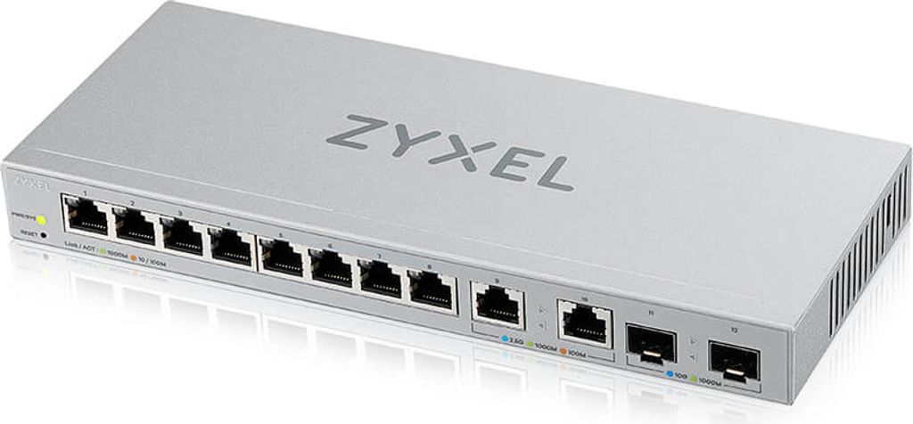 ZyXEL XGS1210-12 - Switch - managed - 8 x 10/100/1000 + 2 x 100/1000/2.5G + 2 x 1 Gigabit/10 Gigabit SFP+ (Uplink)
