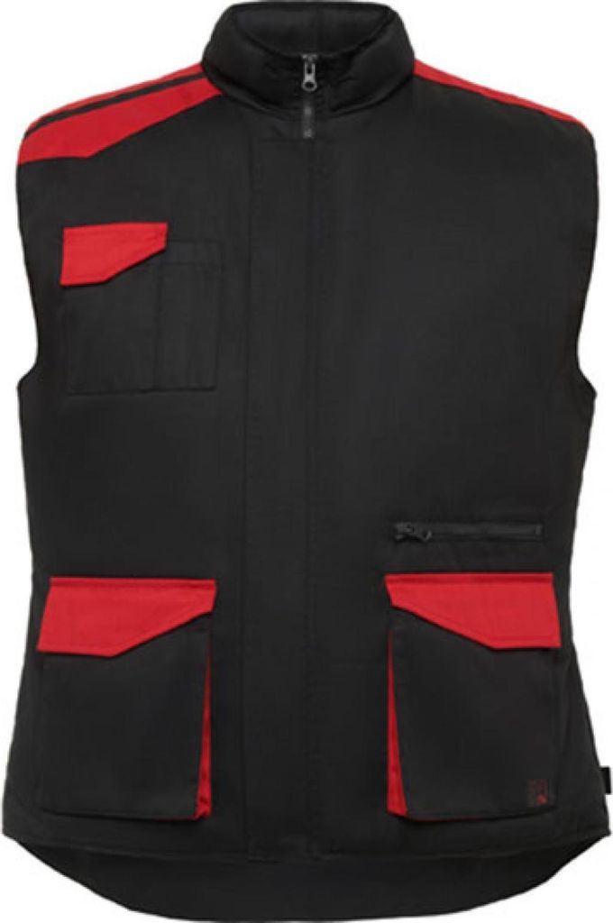 Roly Workwear CQ8414 | Multipocket Vest Armada S bis 3XL - Farbe: Black 02/Red 60 - Größe: S