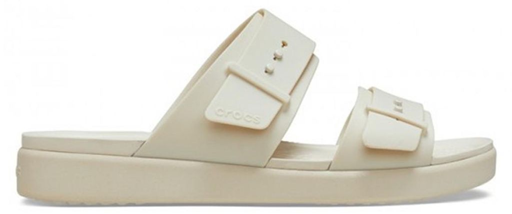 Crocs Brooklyn Buckle Low Damen Sandalen – Eleganter Komfort mit LiteRide Technologie in Beige 36-37 EU