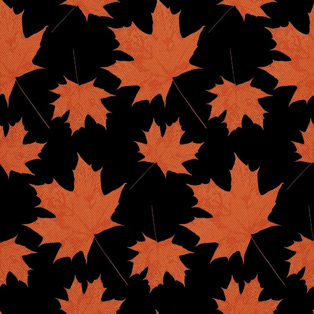 OUTDOOR DEKOSTOFFE OXFORD - Motiv Ahornblatt auf schwarzem