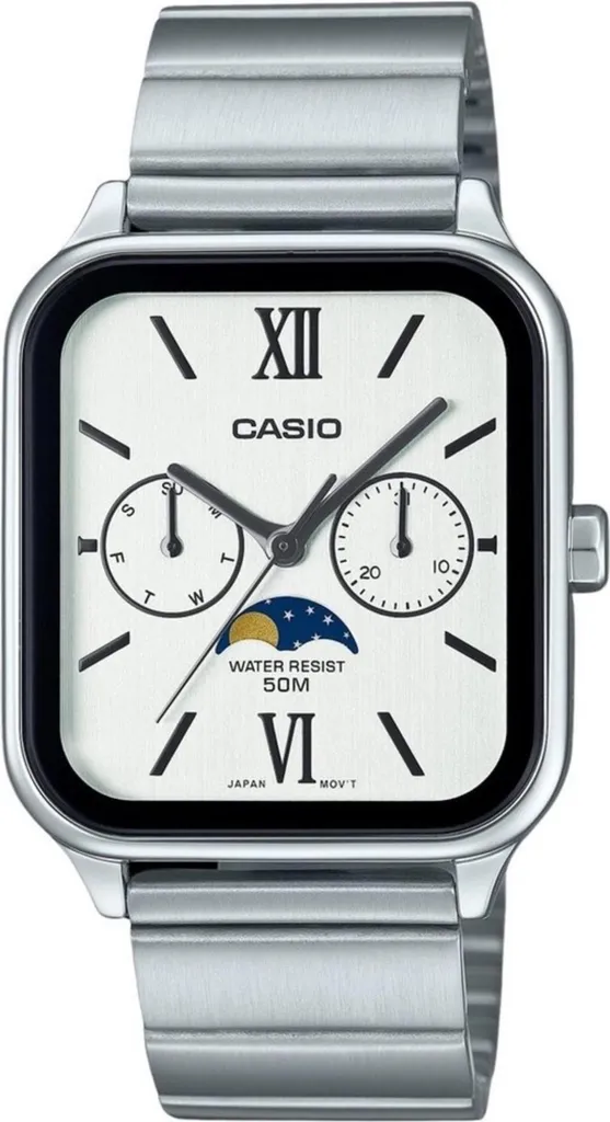 Casio MTP-M305D-7A2VDF Orologio Uomo Fasi Lunari Acciaio Inox