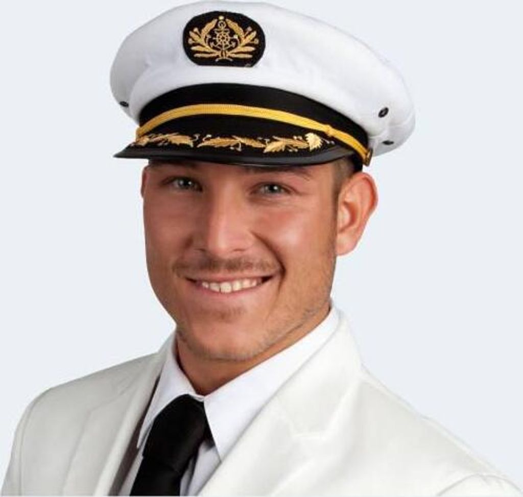 Kapitänsmütze Jonah – Weiße Marine Mütze mit goldenen Produktbild 