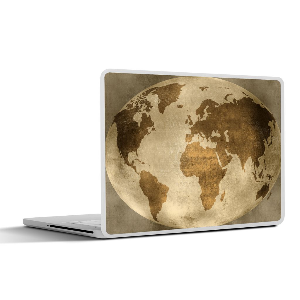 MuchoWow Laptop Aufkleber Sticker Cover Weltkarte - Globus - Vintage 40x30 cm - Laptop Dekoration - Selbstklebend