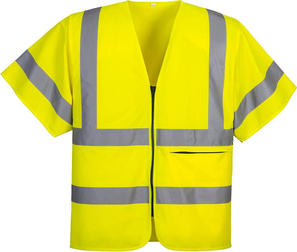 Reißverschluss-Weste mit halben Ärmeln – Größe 4XL – Gelb – Portwest