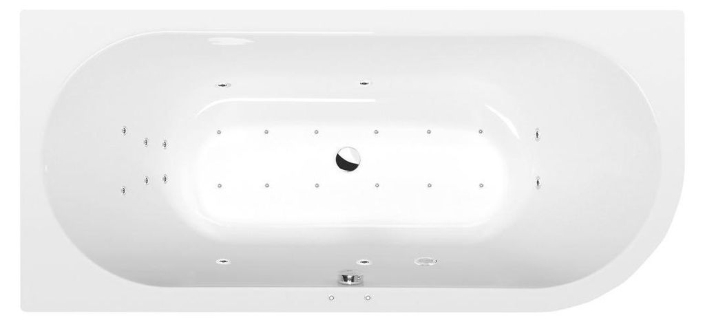 Polysan VIVA L Whirlpool-Badewanne, 175x80x47cm, Attraction Hydro-Air, Chrom
