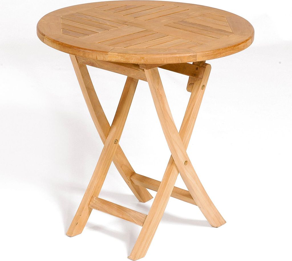 SunnySmart York Teakholz-Klapptisch natur Tisch rund Ø 70 cm Balkontisch