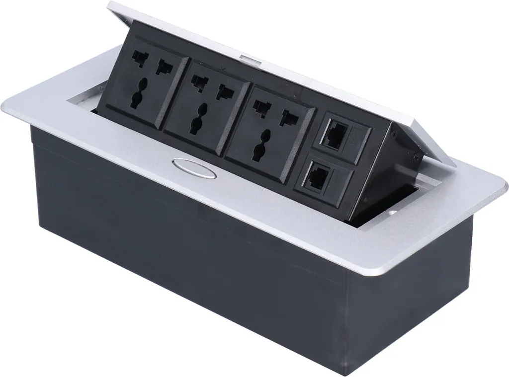 Prise électrique de sol 13A 250V avec connecteurs réseau et téléphone RJ
