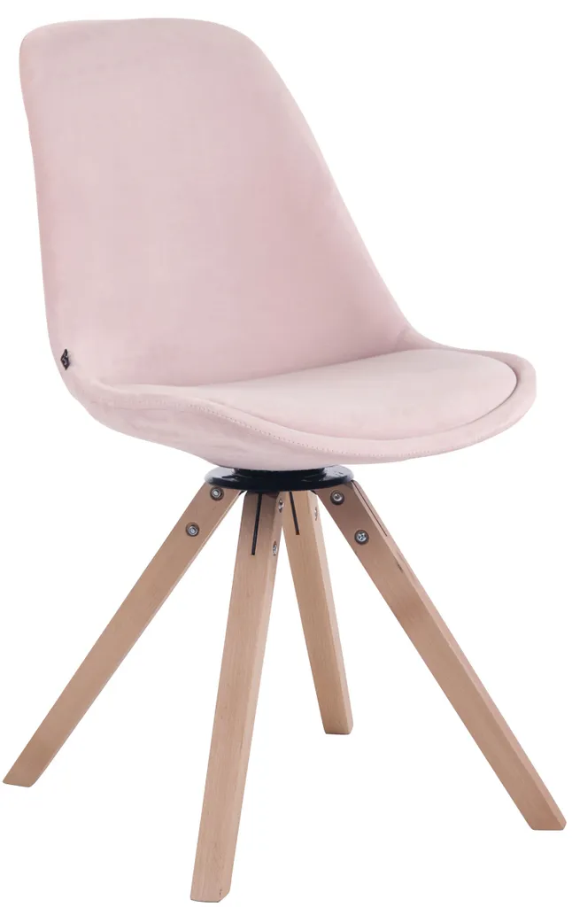 CLP Sedia Troyes Velluto Rosa Girevole: Gambe Legno per Soggiorno Chic