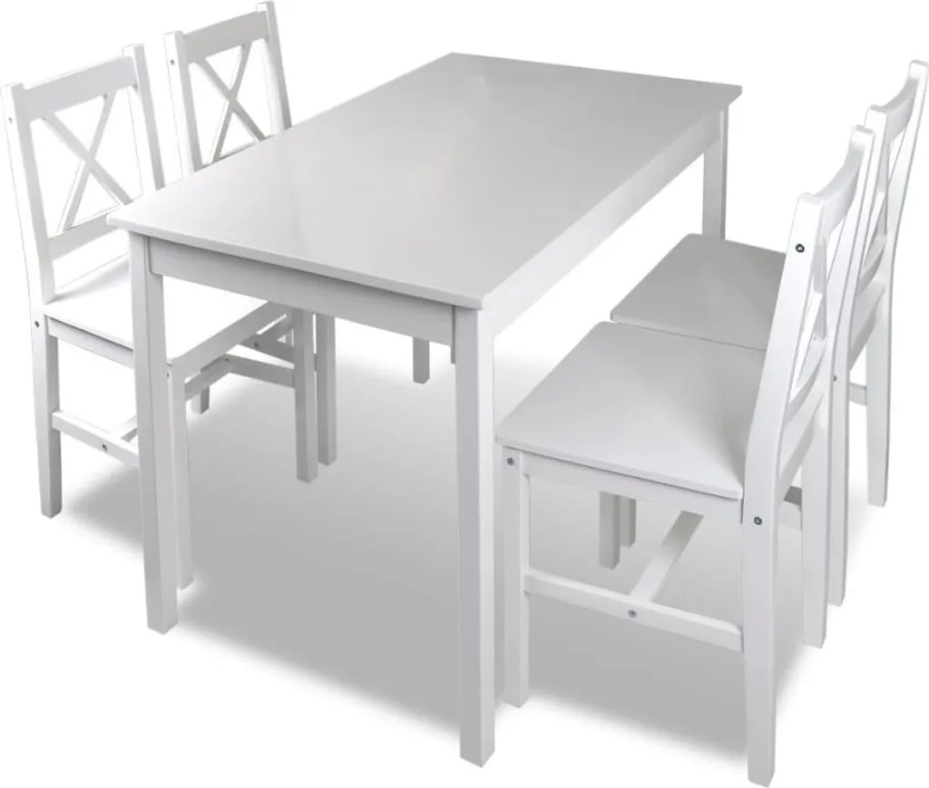 Table de salle à manger avec 4 chaises blanches - Ensemble repas complet - 2