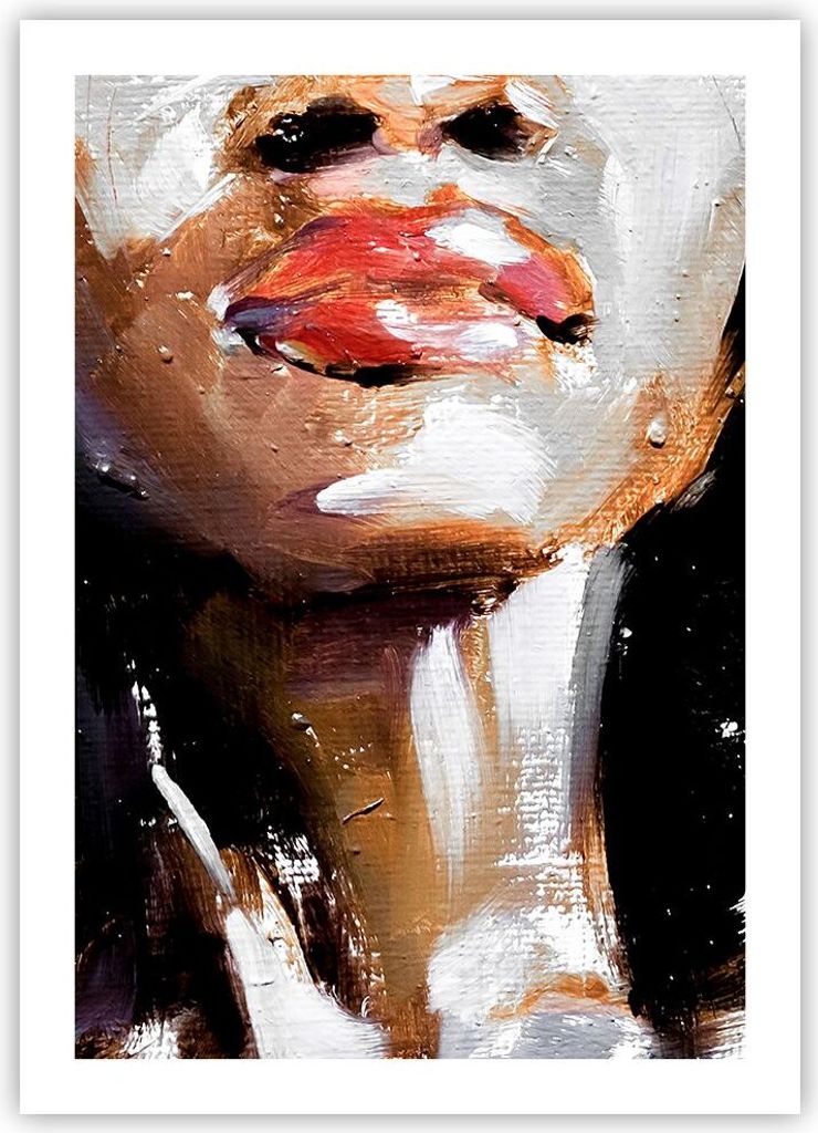 Poster - Poster ohne Rahmen - Öl Mund Frau - 50x70 cm - Wand Bild - Wanddeko - Wandbilder - Kunstposter - Wandposter - Bilder - Kunstdruck - Wandd...