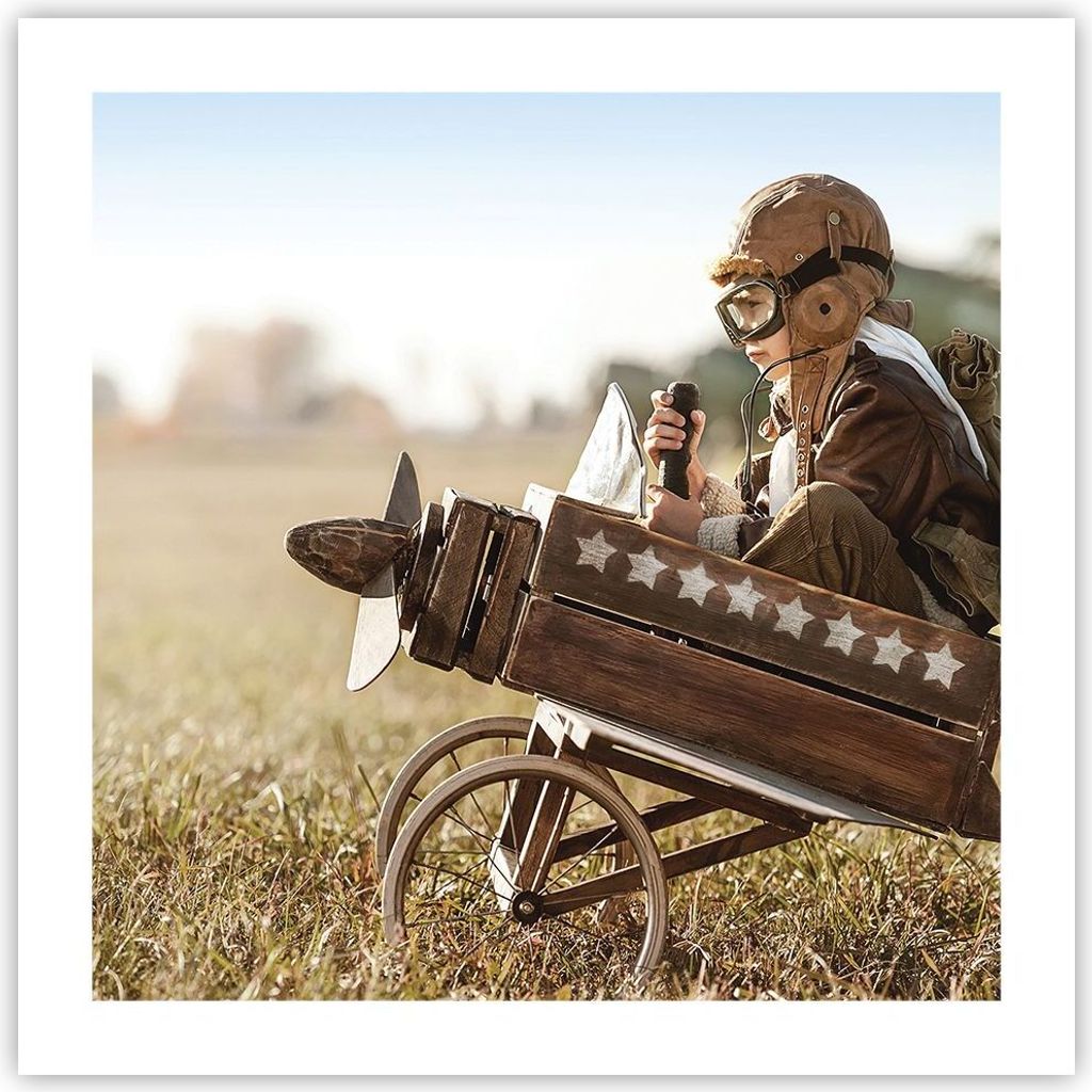 Poster - Poster ohne Rahmen - Kindheit Flugzeug Spielzeug - 50x50 cm - Wand Bild - Wanddeko - Wandbilder - Kunstposter - Wandposter - Bilder - Kuns...