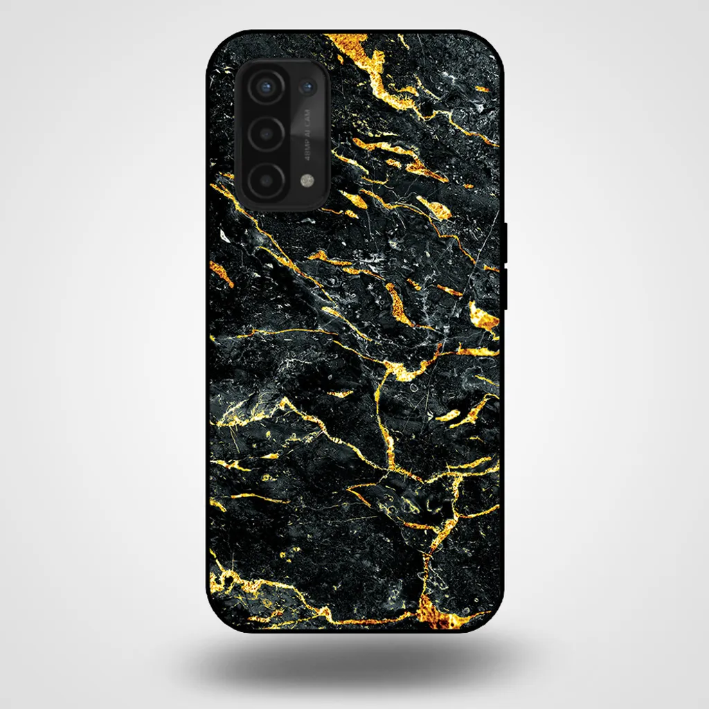 Smartphonica Custodia per telefono per OPPO A54 5G / A74 5G / A93 5G con stampa in marmo - Custodia posteriore in TPU con design in marmo - Oro Nero