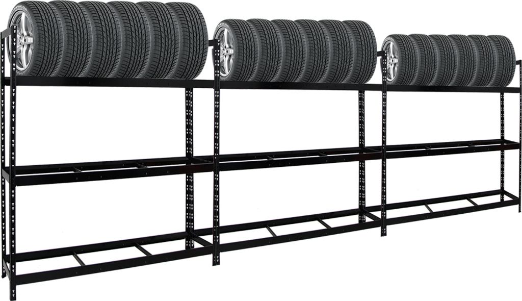 Mega Deal | 3x Reifenregal Tiger XL | HxBxT 200x180x45 cm | 300kg Fachlast | bis zu 63 Reifen | Schwarz