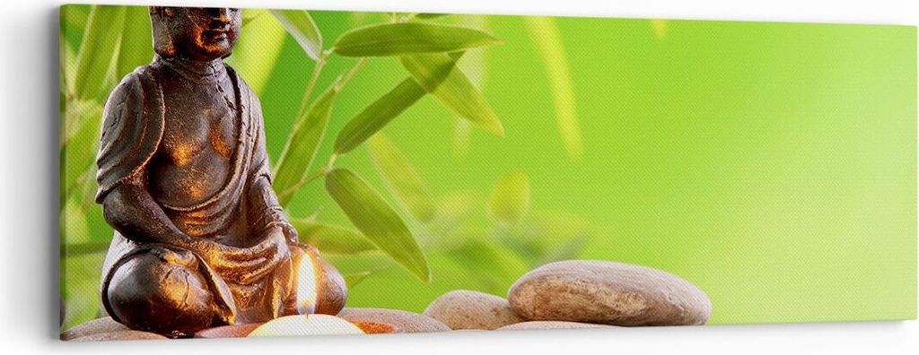 Bild auf Leinwand - Leinwandbild - Buddhismus Feng Shui Spa Bambus - 90x30cm - Wand Bild - Wanddeko - Leinwanddruck - Bilder - Kunstdruck - Wanddek...