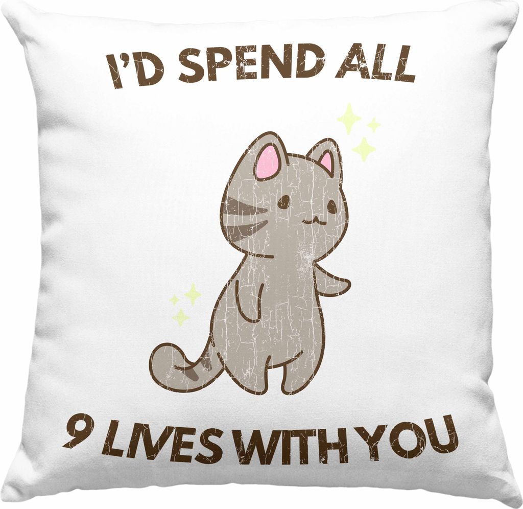 Trendation - Valentinstag Deko-Kissen mit Füllung 40x40 Geschenk für Ihn Sie Lustig Katzenliebhaber Geschenkidee Becher Freund Freundin Liebe Paa...