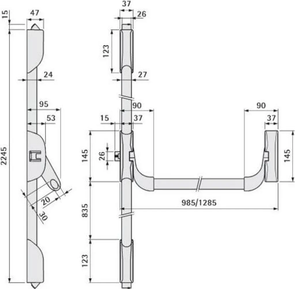 Fermeture Antipanique Coupe-feu 3 Pts pour Issue de Secours Bâtiment