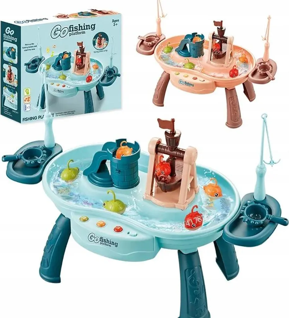 Table de jeu d'eau enfant pour jardin : pêche interactive et moulinet