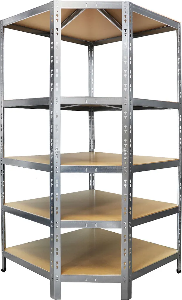 Étagère de Rangement d'Angle Modulable 180cm - Finition Galvanisée Inox