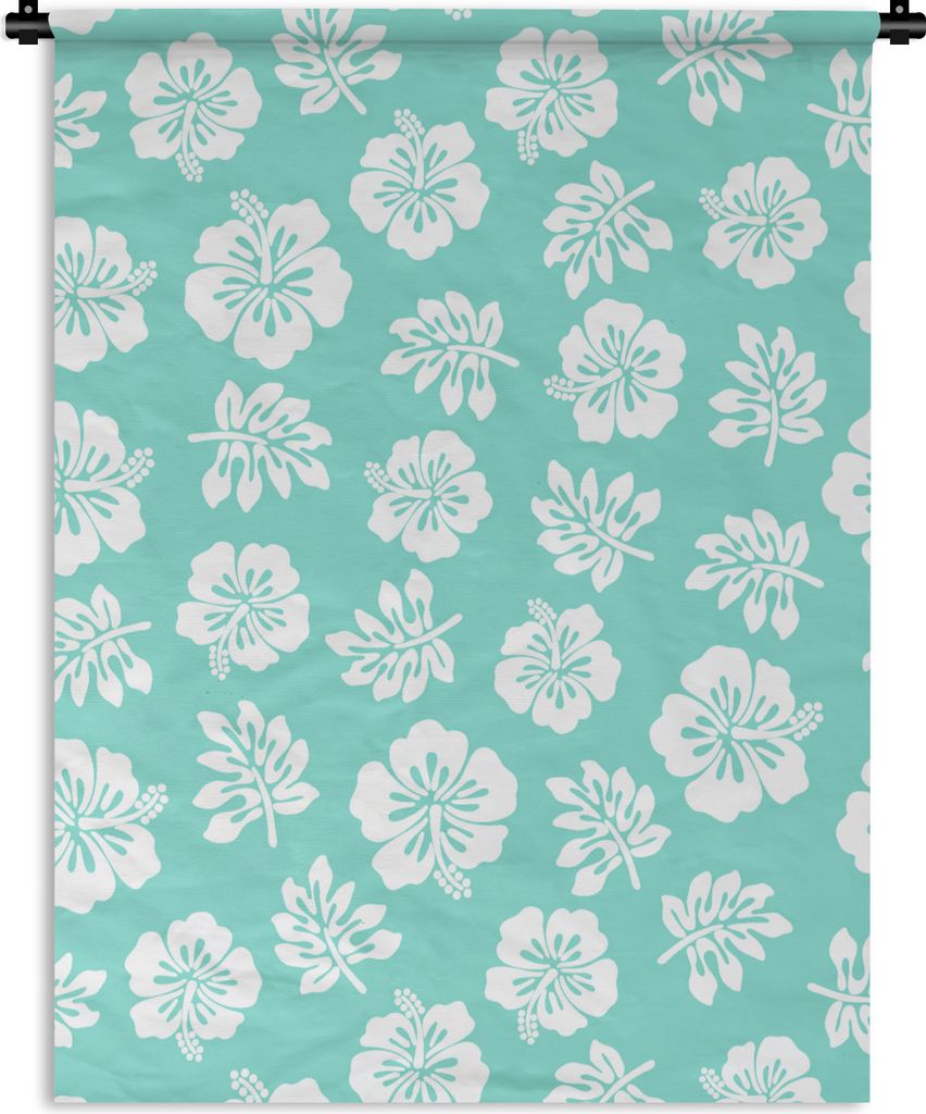MuchoWow Wandteppich Wandbehang Hawaii - Hibiskus - Blume - Muster 60x80 cm Tapisserie Dekoration Wandtuch - Decke - Wandtücher - Wohne