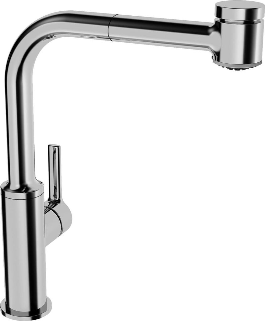Hansa Spültisch-Einhand-Einlochbatterie HANSARONDA DN 15, für offene Heißwasserbereiter, Geschirrbrause herausziehbar, 2-strahlig verchromt