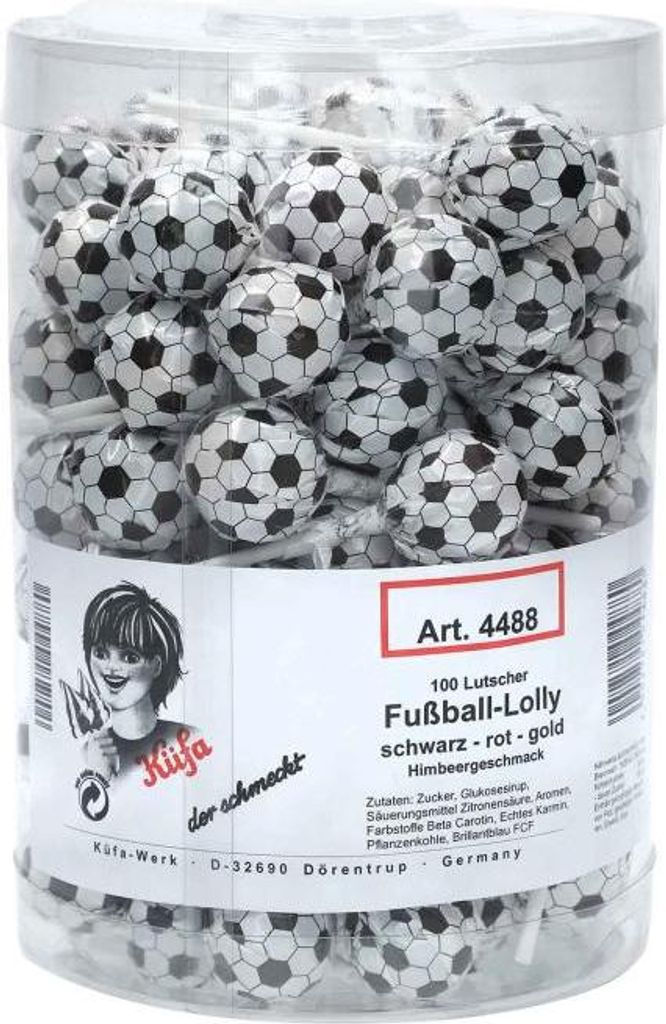 Küfa Fußball Lolly schwarz rot gold einzeln verpackt 100er Produktbild 