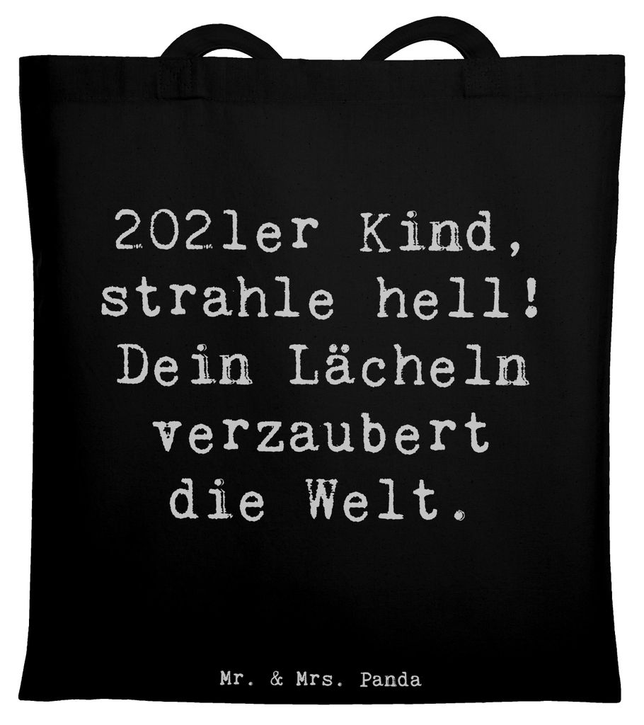 Mr. & Mrs. Panda Einkaufstasche Spruch 2021 Geburtstag - Schwarz - Geschenk, Tote Bag, Jubiläum, Dein Lächeln verzaubert die Welt, Geburtstagsges...