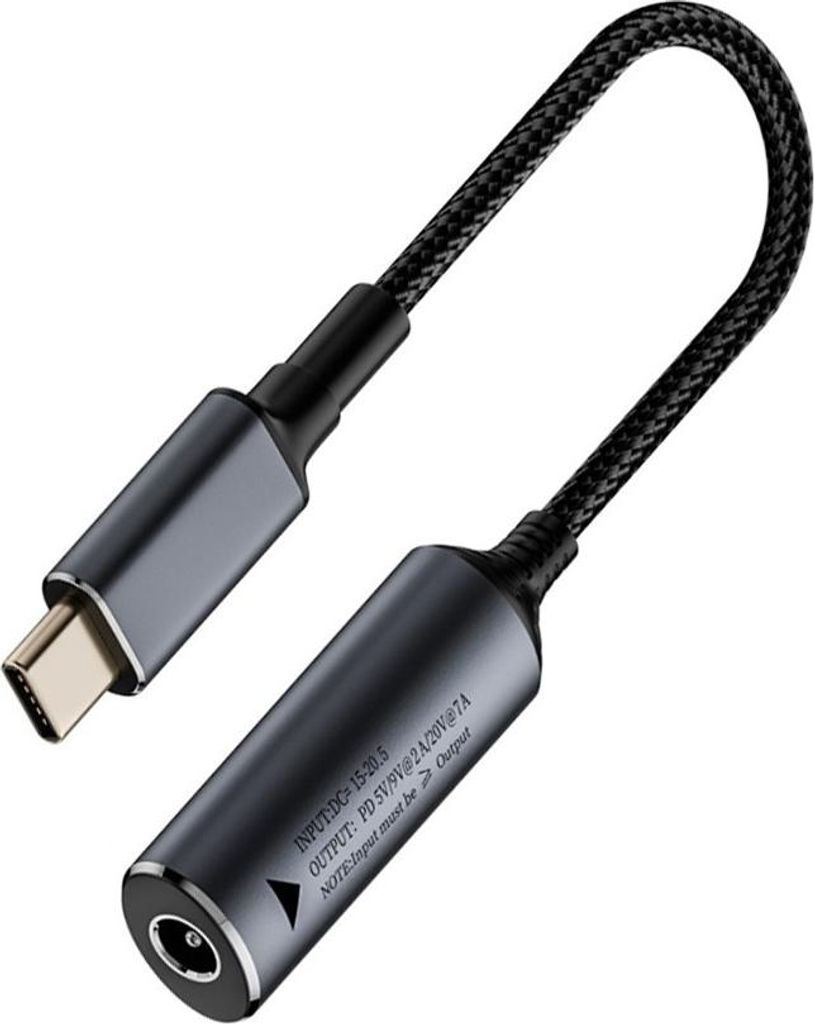 INF 5.5x2.1mm Buchse auf USB-C Stecker 140W Adapter - Power Delivery für Laptops