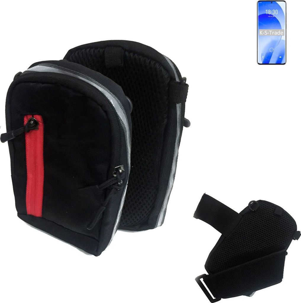 K-S-Trade Outdoor Gürteltasche Holster Umhängetasche kompatibel mit Meizu 18s schwarz Handy Tasche Case travelbag Schutz Hülle Handy Hülle