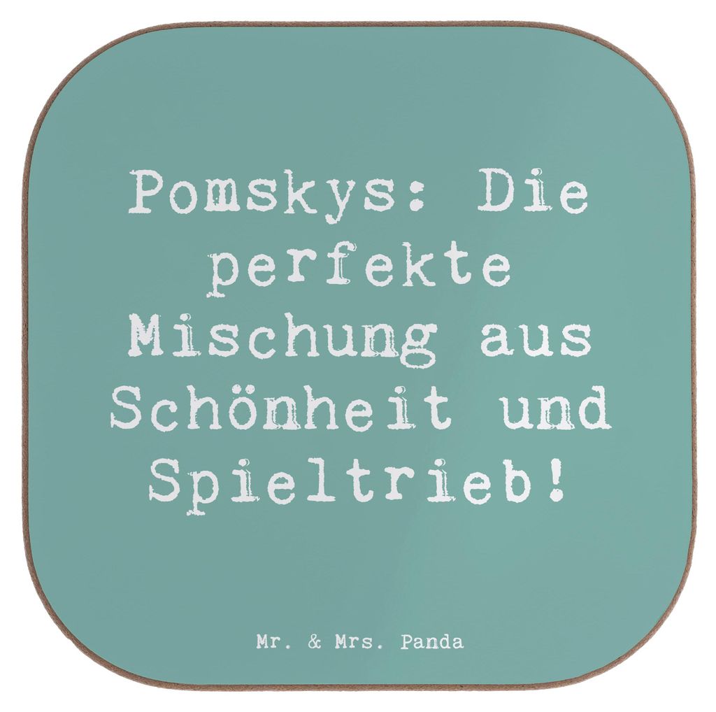 Mr. & Mrs. Panda weinflaschenuntersetzer Spruch Pomsky Perfektion - Meeresbrise - Geschenk, Hunde, Coaster, Essenz, Zitat, Untersetzer Gläser, fü...